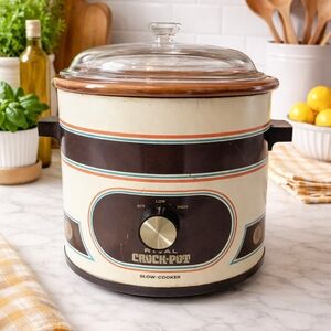 Vintage Rival Crock-Pot Brown and Cream Slow Cooker
